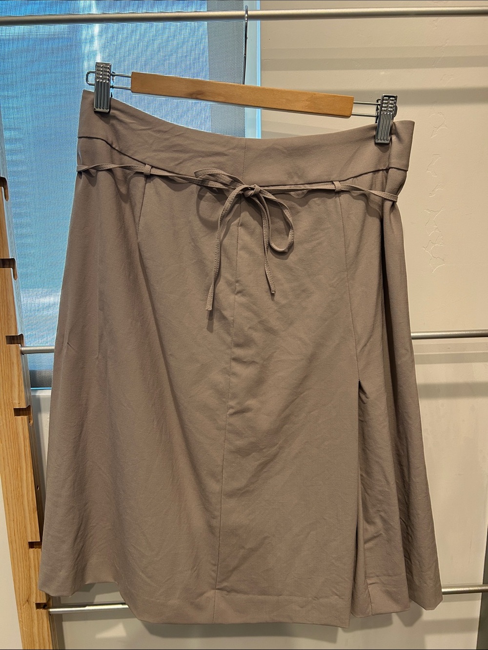 Ann Taylor Taupe A-Line Skirt with Tie Waist